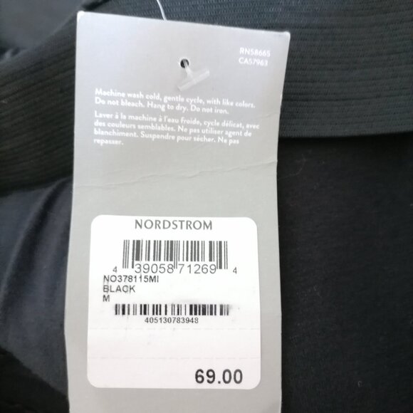 NWT Nordstrom Womens Black Mid Rise Elastic Waist Leather Legging Size Medium - Picture 7 of 7